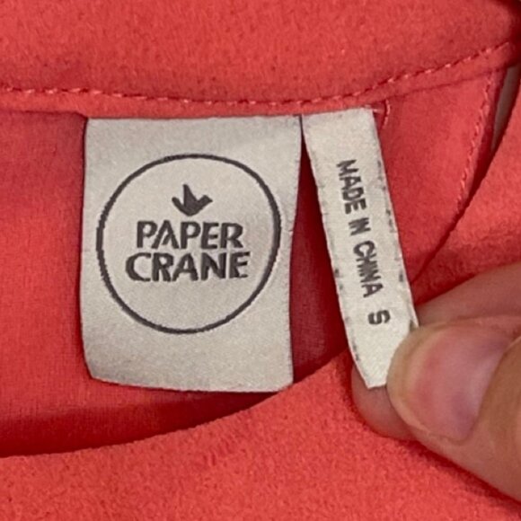 PAPER CRANE | Coral Pink High Neck Halter Style Blouse | Size S - Picture 7 of 11